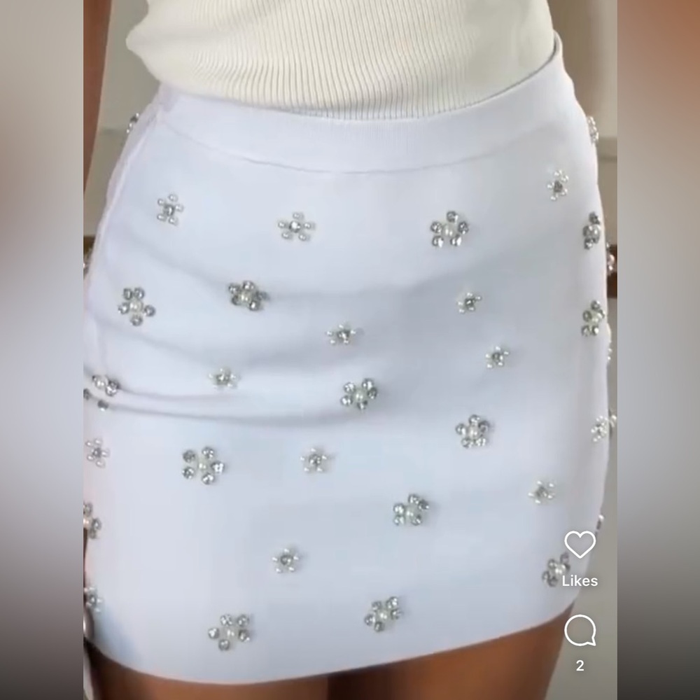 Zara BEADED JEWEL KNIT MINI SKIRT